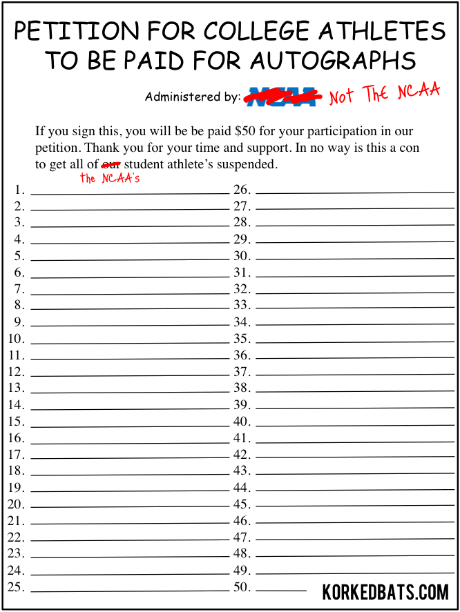 NCAA's Autograph Petition