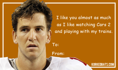Sports Valentines Cards - Eli Manning