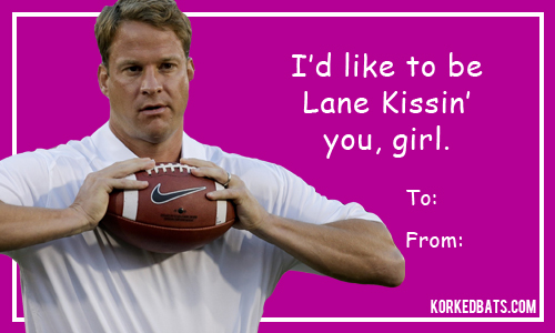 Sports Valentines Cards - Lane Kiffin