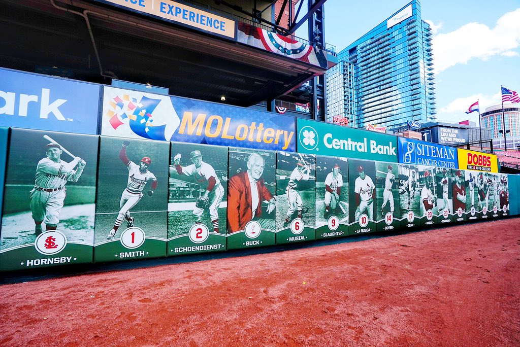 cardinals retired numbers wall